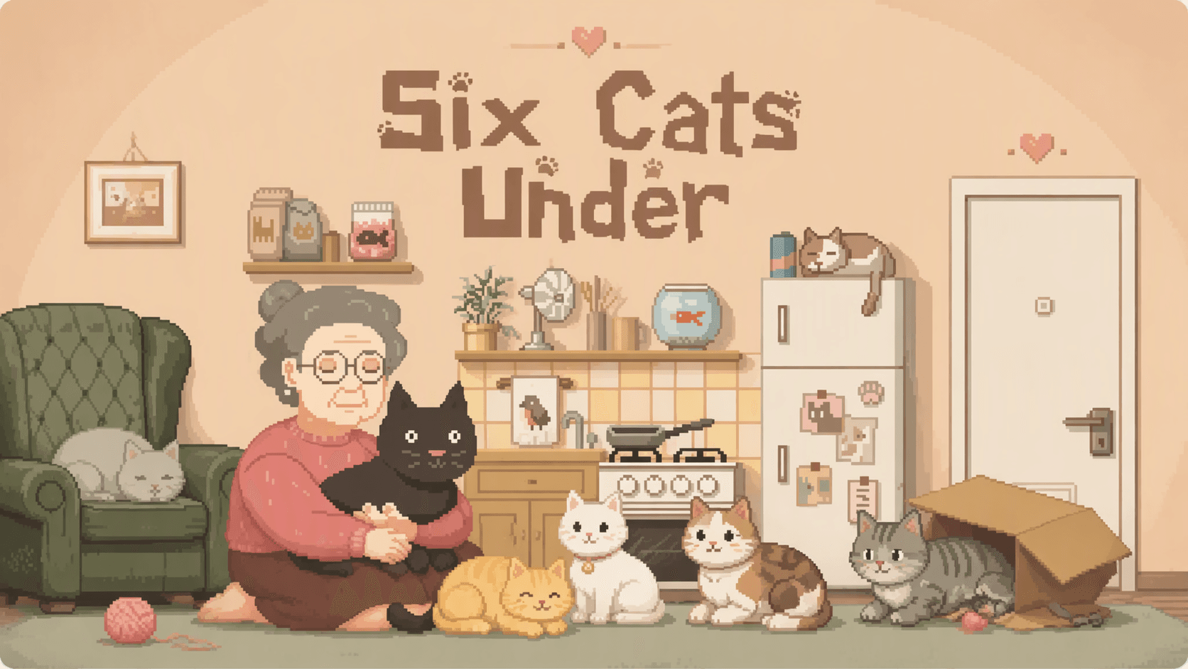 Today's Playhappynow Game Recommendation: Six Cats Under: A Pixel-Art Puzzle Game About Cats