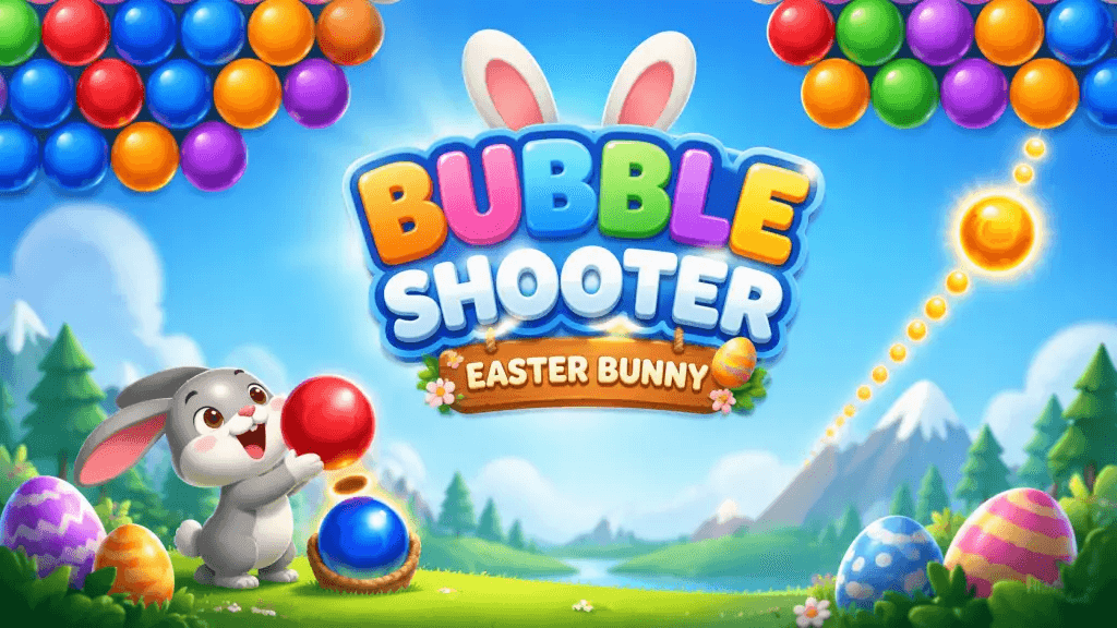 Today's Playhappynow Game Recommendation: Bubble Shooter Easter Bunny, A Festive Bubble-Popping Adventure